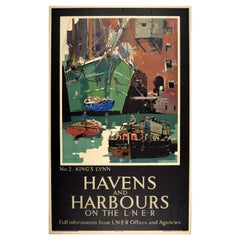 Original Used LNER Train Travel Poster Kings Lynn Norfolk Havens And Harbours