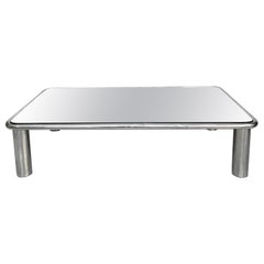 Retro Sesann mirrored and steel chromed coffee table by G.Franco Frattini for Cassina