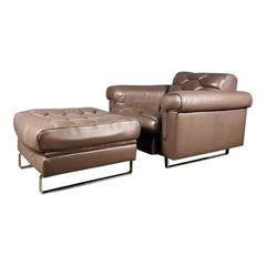 Used De Sede Robert Haussmann DS-P Leather Armchair & Matching Footstool/Ottoman