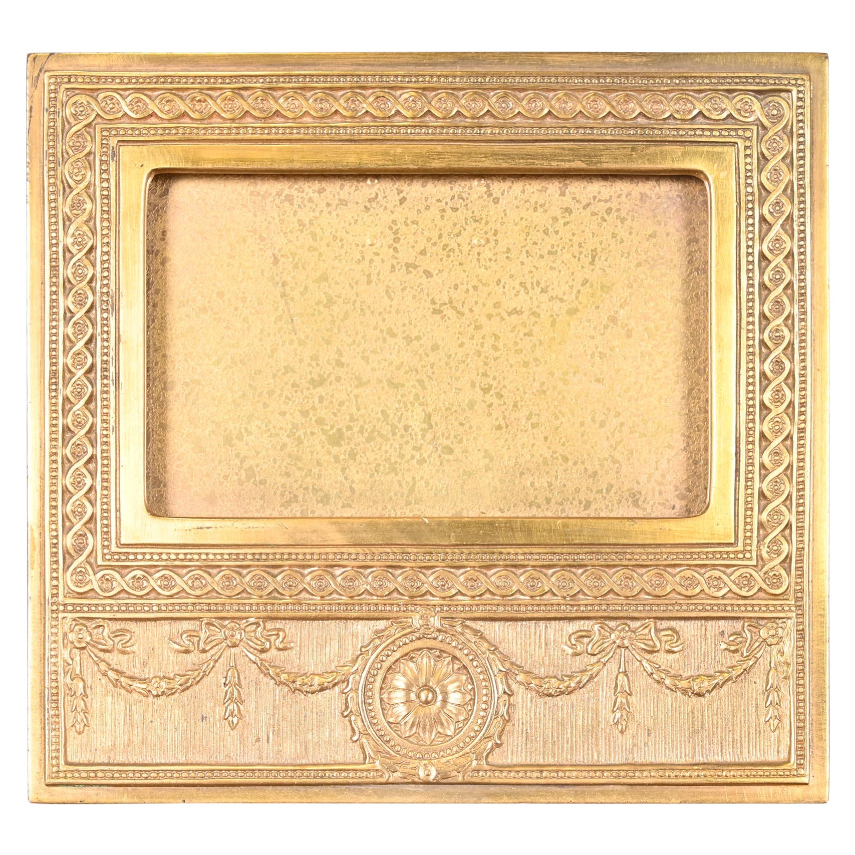 Tiffany Studios New York Adam Bronze Doré Desk Calendar Frame or Picture Frame For Sale