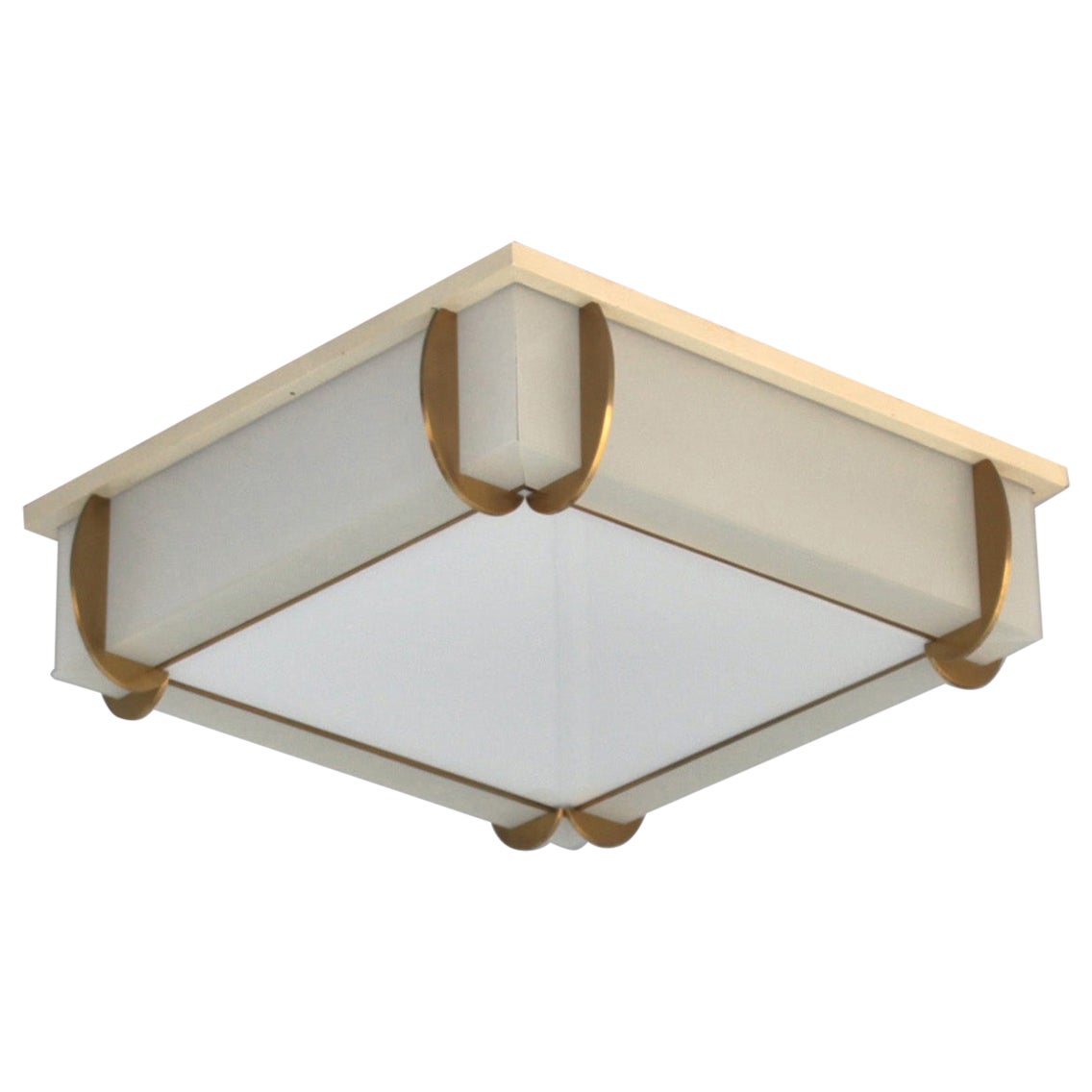 Fine French Art Deco Square Flush Mount by Jean Perzel