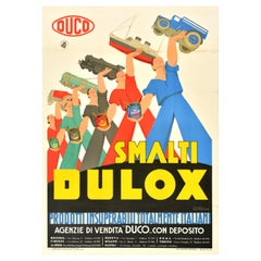 Original Used Advertising Poster Duco Dulox Enamel Paint Italy Ducotone