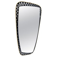 Retro MID-CENTURY kidney mirror black gold wall mirrorr, 1950s