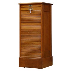 Used Early XXth Century Solid Oak Tambour Filing Cabinet