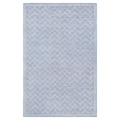 Contemporary Geometric High-Low Knotted Wool Silk Rug by Doris Leslie Blau