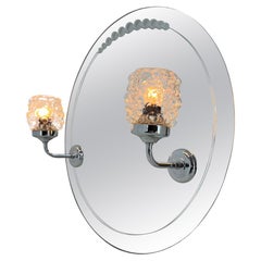 Retro Wall Mirror with Cut Decor and Lamps