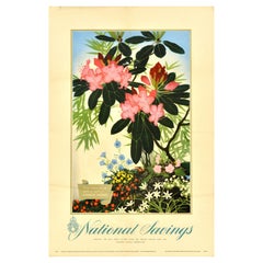 Affiche publicitaire d'origine National Savings Season Of The Year Flowers