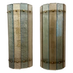 Paar moderne 2-farbige Murano-Glas-Leuchter