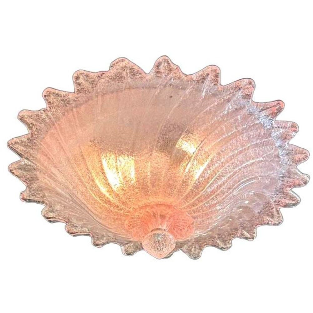 Pink Murano Glass Flush Mount with "Granola" Glass For Sale