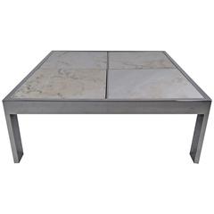 Pace Collection Marble and Chrome Coffee Table 11