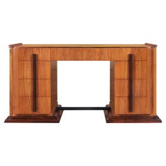 Vintage American Art Deco Walnut Desk