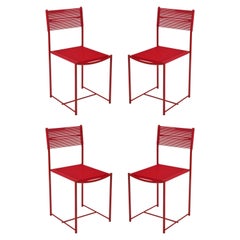 Vintage Giandomenico Belotti - Alias Set of 4 Red Fly Line Spaghetti Dining Side Chairs