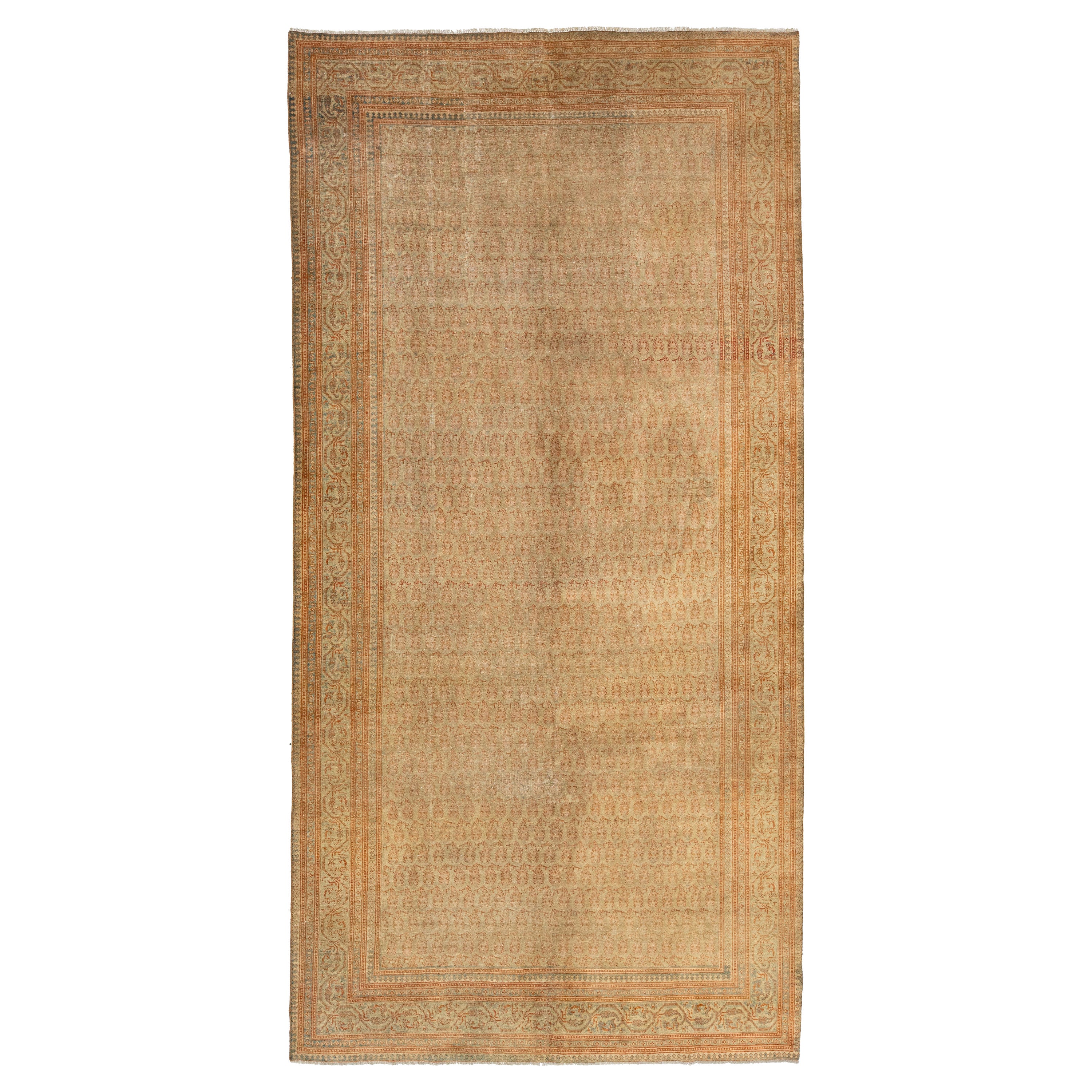 1920s Antique Sivas Gallery Wool rug In Beige Tan Color With Allover Pattern For Sale