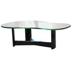 Custom Paul Laszlo Cocktail Table with Original Green Glass 1