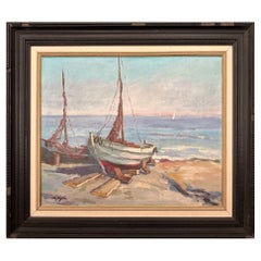 Coastline Landscape Italian Oil Painting