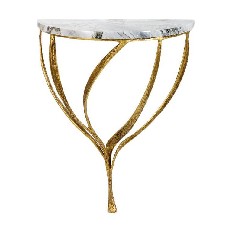 Franck Evennou, Half Moon, Wall Mounted Bronze and Marble Console, France, 2020 For Sale