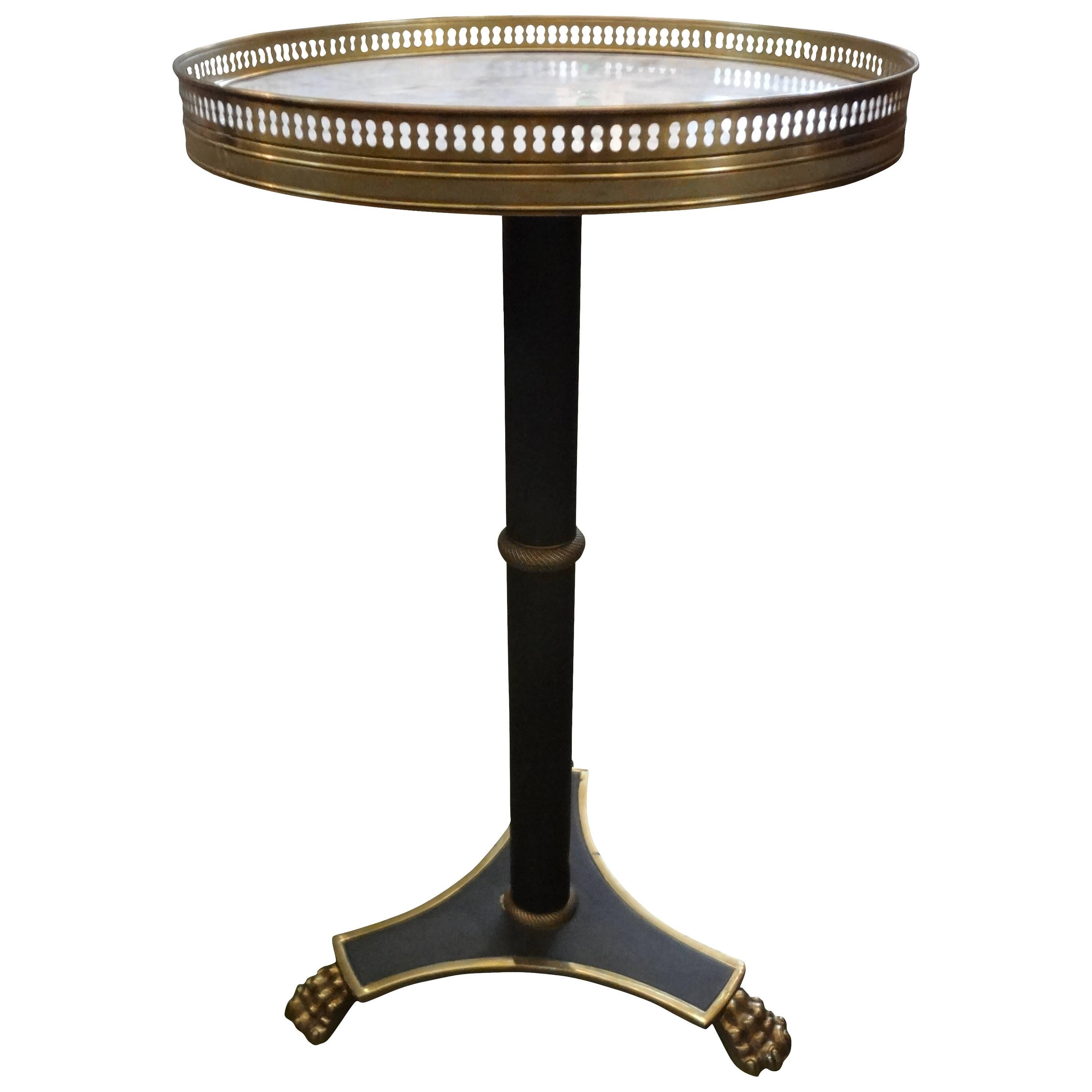 French Maison Baguès Inspired Louis XVI Style Bronze Gueridon With Marble Top