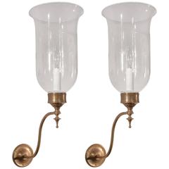 Antique Pair of 19th Century English Hurricane Wall Sconces