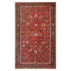 Red And Blue Allover Geometric Oversized Antique Persian Heriz 13'5" x 21'5"