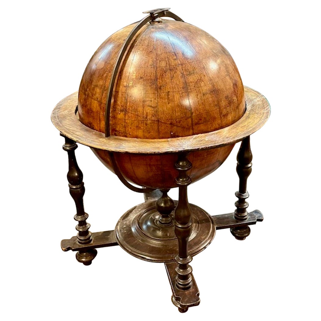 18th Century Walnut Floor Globe from Tuscany For Sale