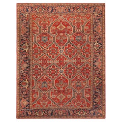 Époustouflant tapis persan ancien Heriz géométrique 9'2" x 11'8"