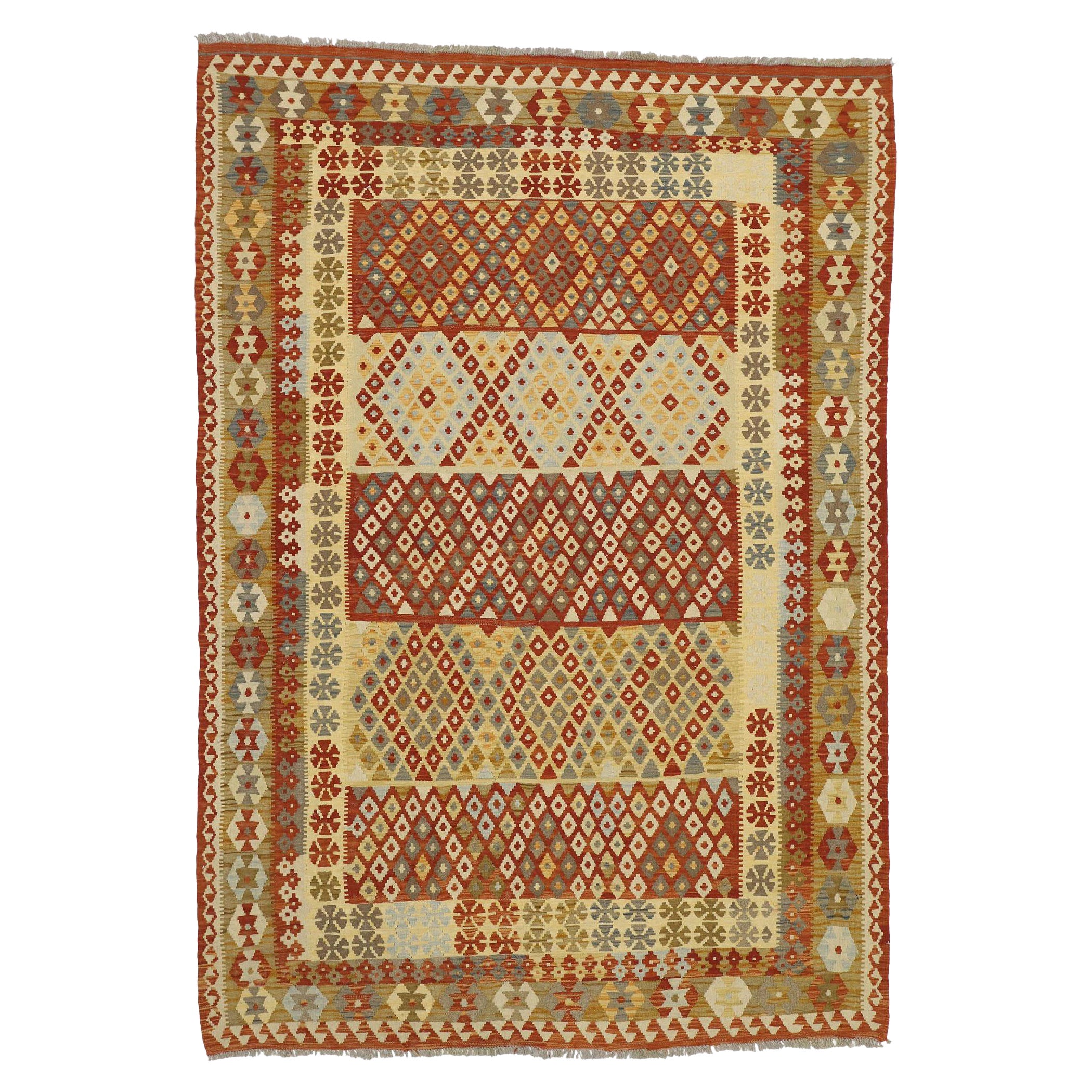 Vintage Afghan Kilim Rug, Southwest Desert Meets Contemporary Santa Fe en vente