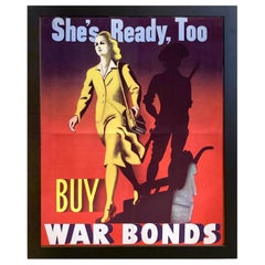 "She's Ready, Too. Buy War Bonds" Vintage WWII Bonds Poster, 1942