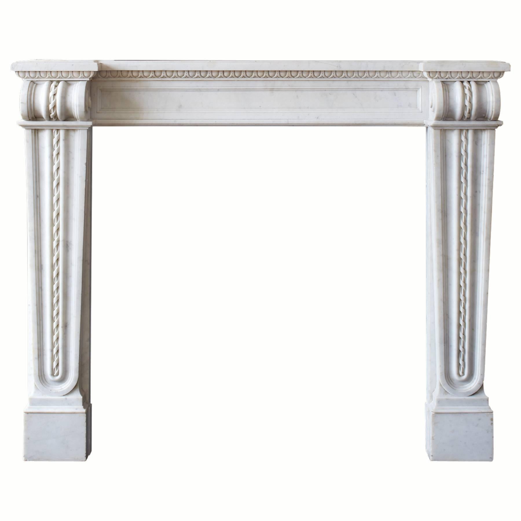 French Reproduction Mantel in Statuary Marble