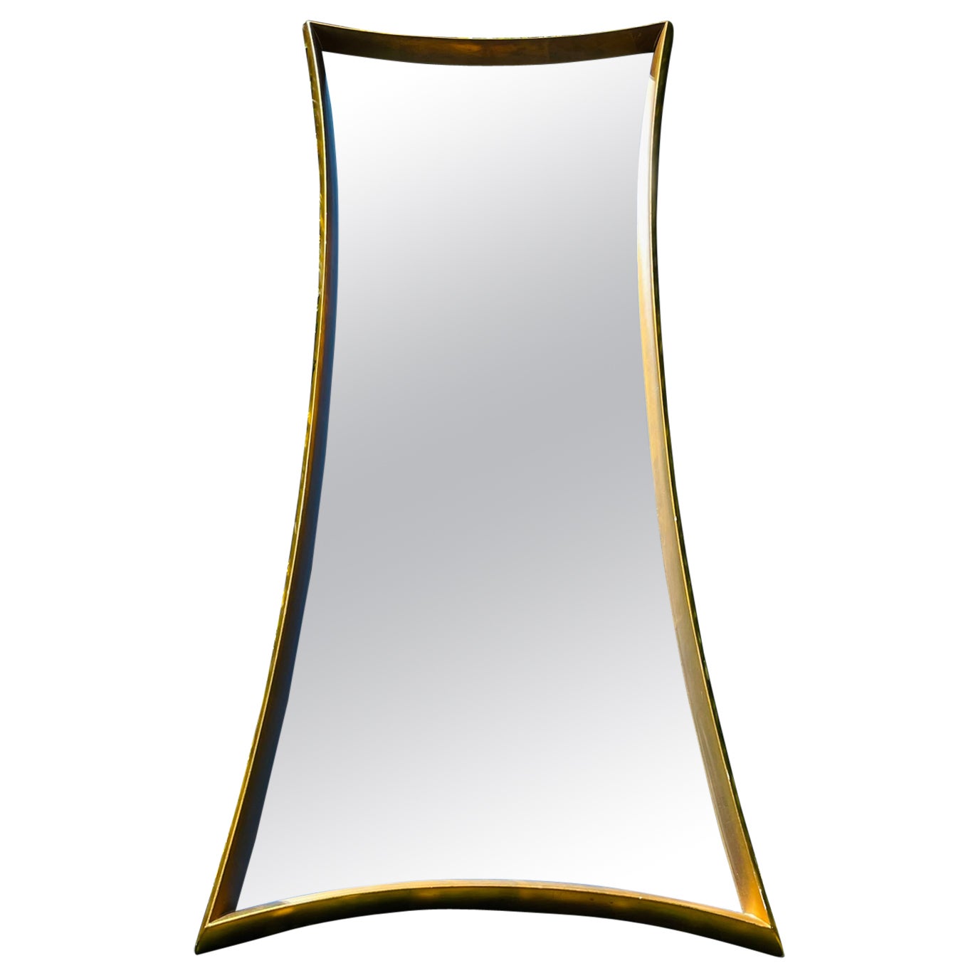 1950s Large Italian Gilt Wood Shield Mirror For Sale