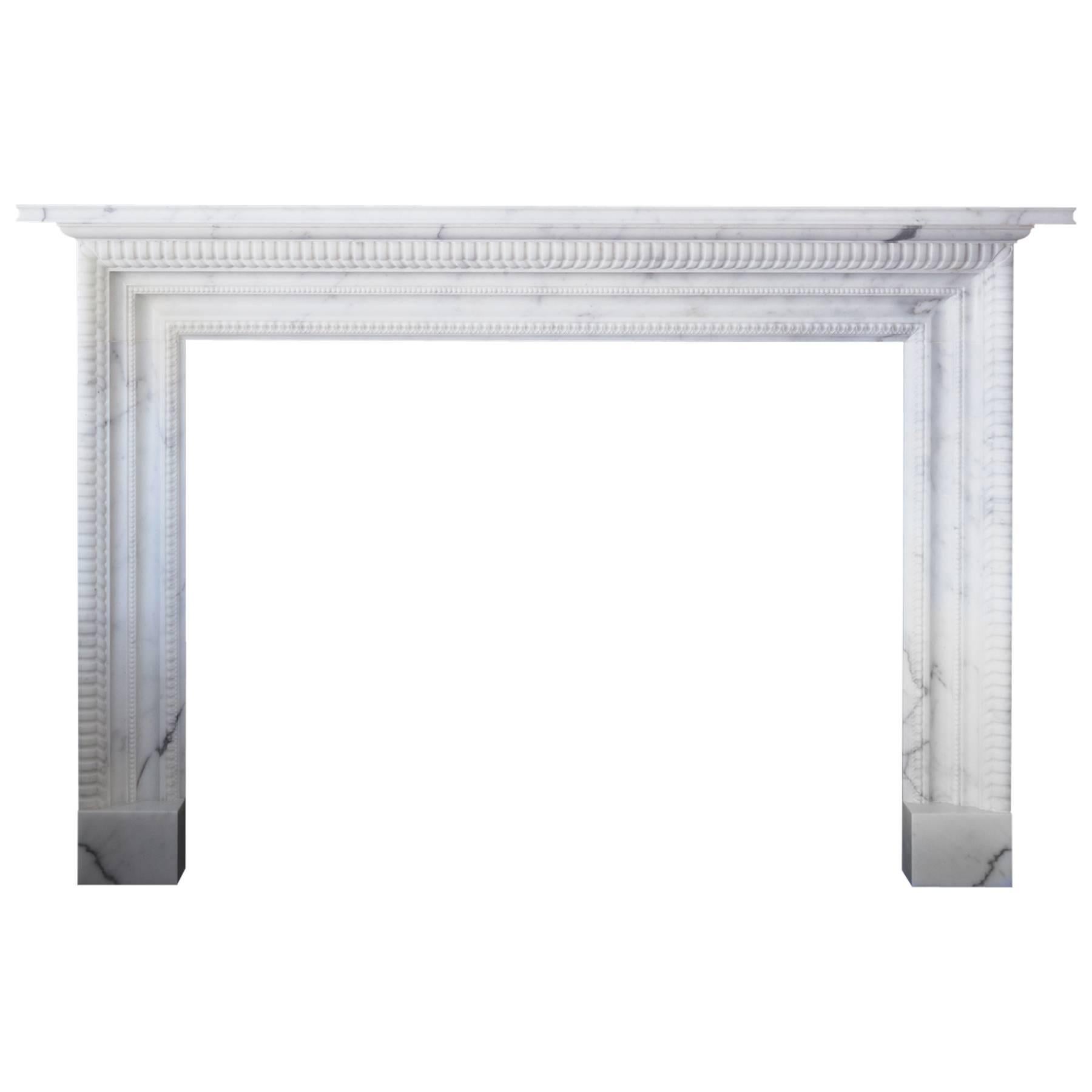 Contemporary Baroque Reproduction Mantel in Statuary Marble