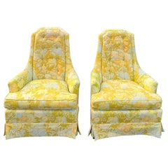 Vintage Pair of Dorothy Draper Style High back Chairs 