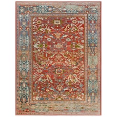 1900s Persian Sultanabad Handmade Wool Rug