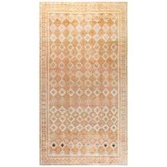 Authentic 1900 Indian Agra Orange Handmade Rug