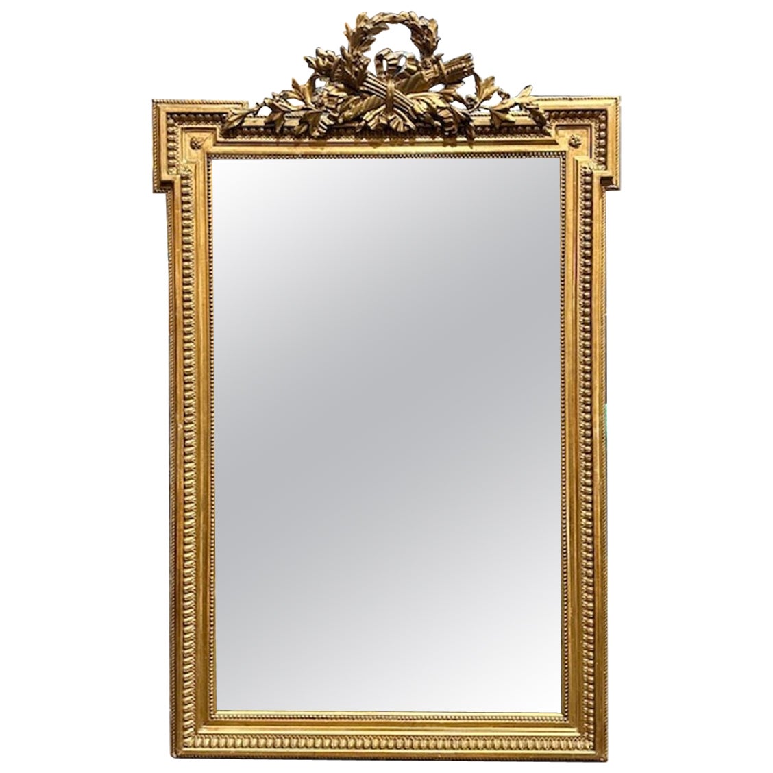 Antique French Louis XVI Giltwood Mirror (miroir en bois doré) en vente