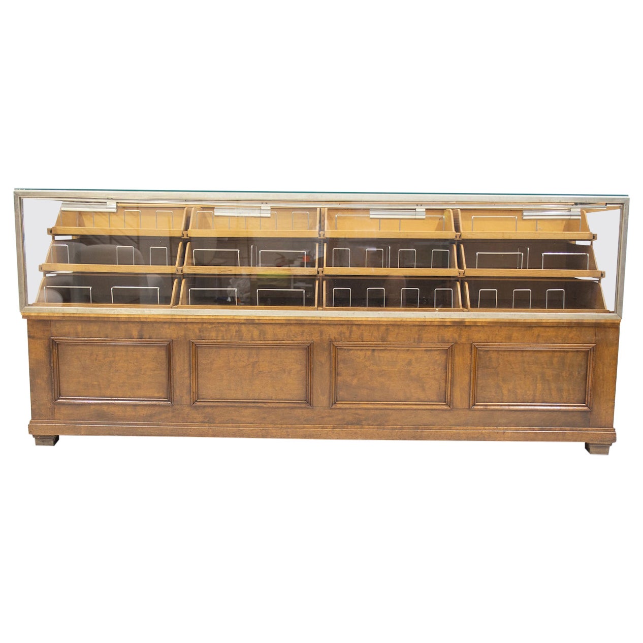 Shop Counter of Birch and Oak Wood with Twenty Drawers, 1940's For Sale