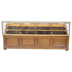 Used Shop Counter of Birch and Oak Wood with Twenty Drawers, 1940's