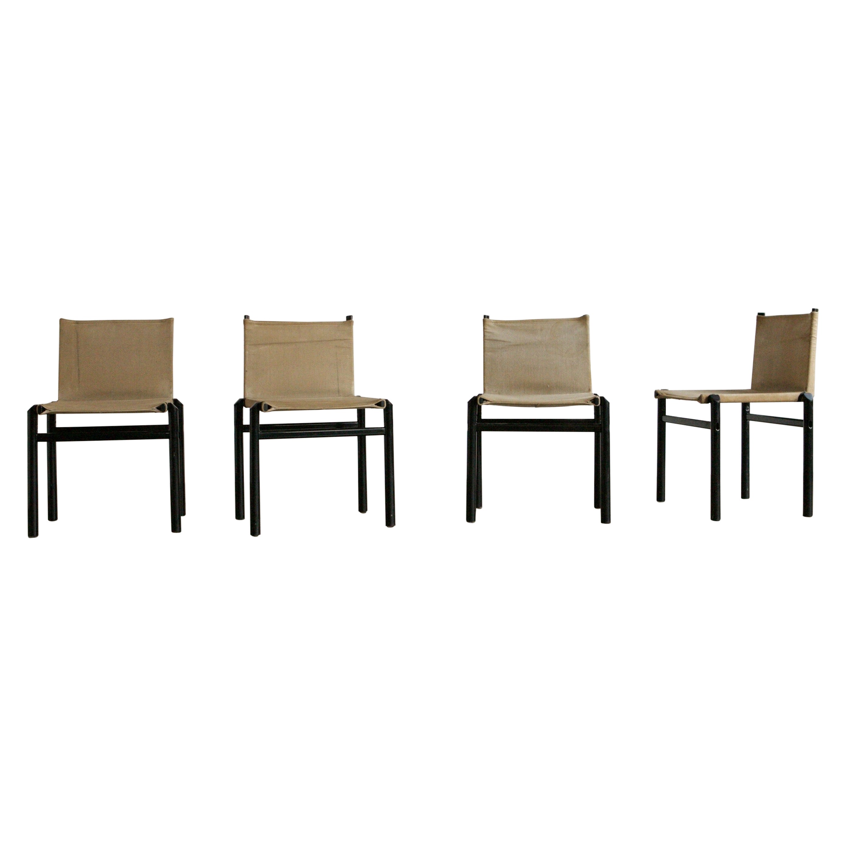 Set of 4 Afra and Tobia Scarpa Mastro Chairs for Molenti For Sale