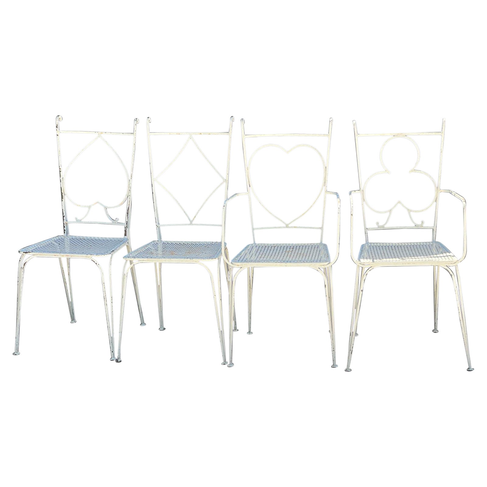 Mathieu Matégot Set of 2 chairs and 2 armchairs in perforated metal 1950 For Sale