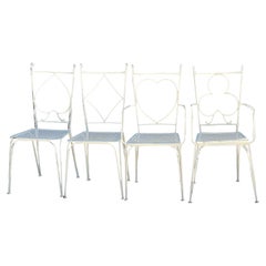 Mathieu Matégot Set aus 2 Stühlen und 2 Sesseln aus perforiertem Metall 1950