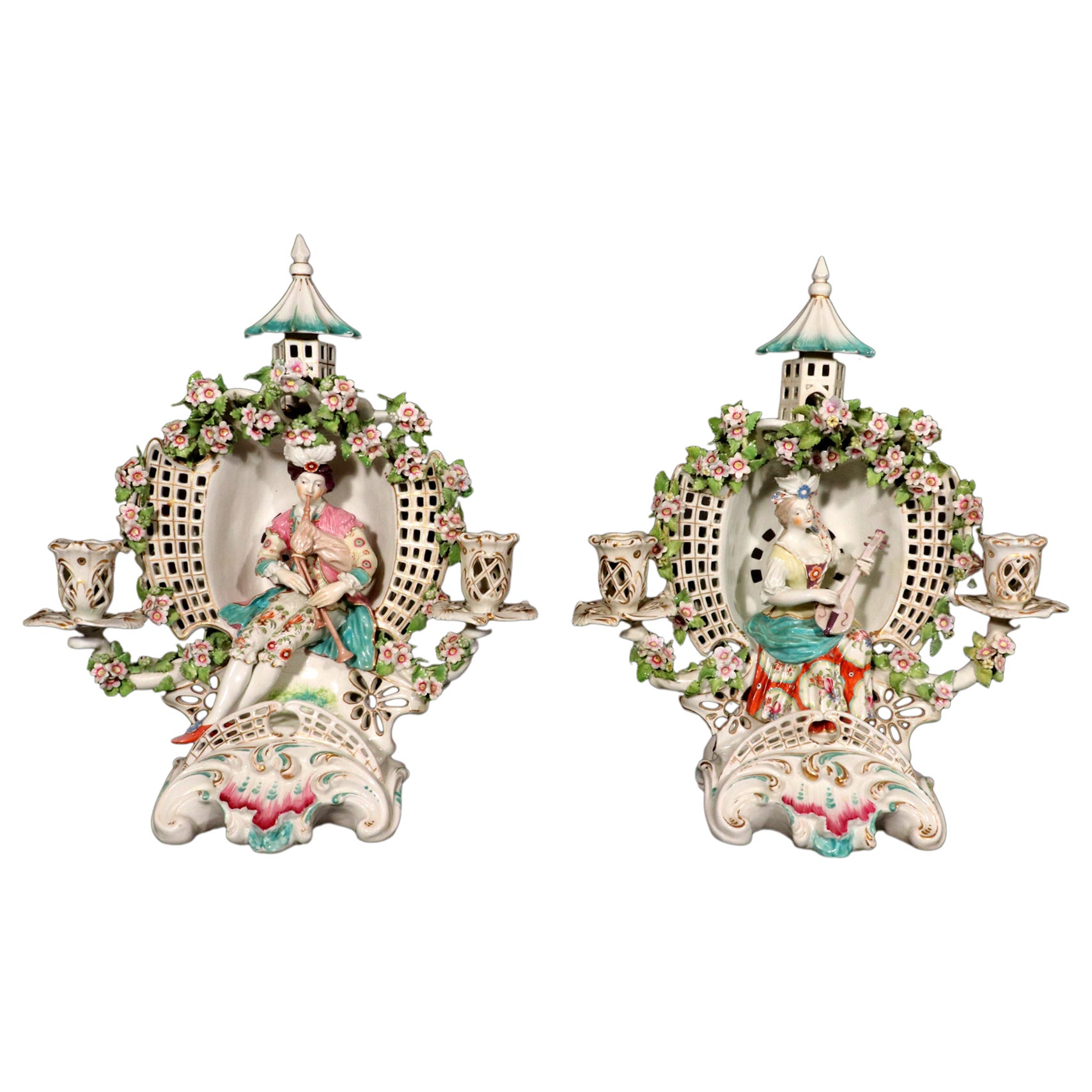 Chandelier Arbor Musician en porcelaine de Derby en vente