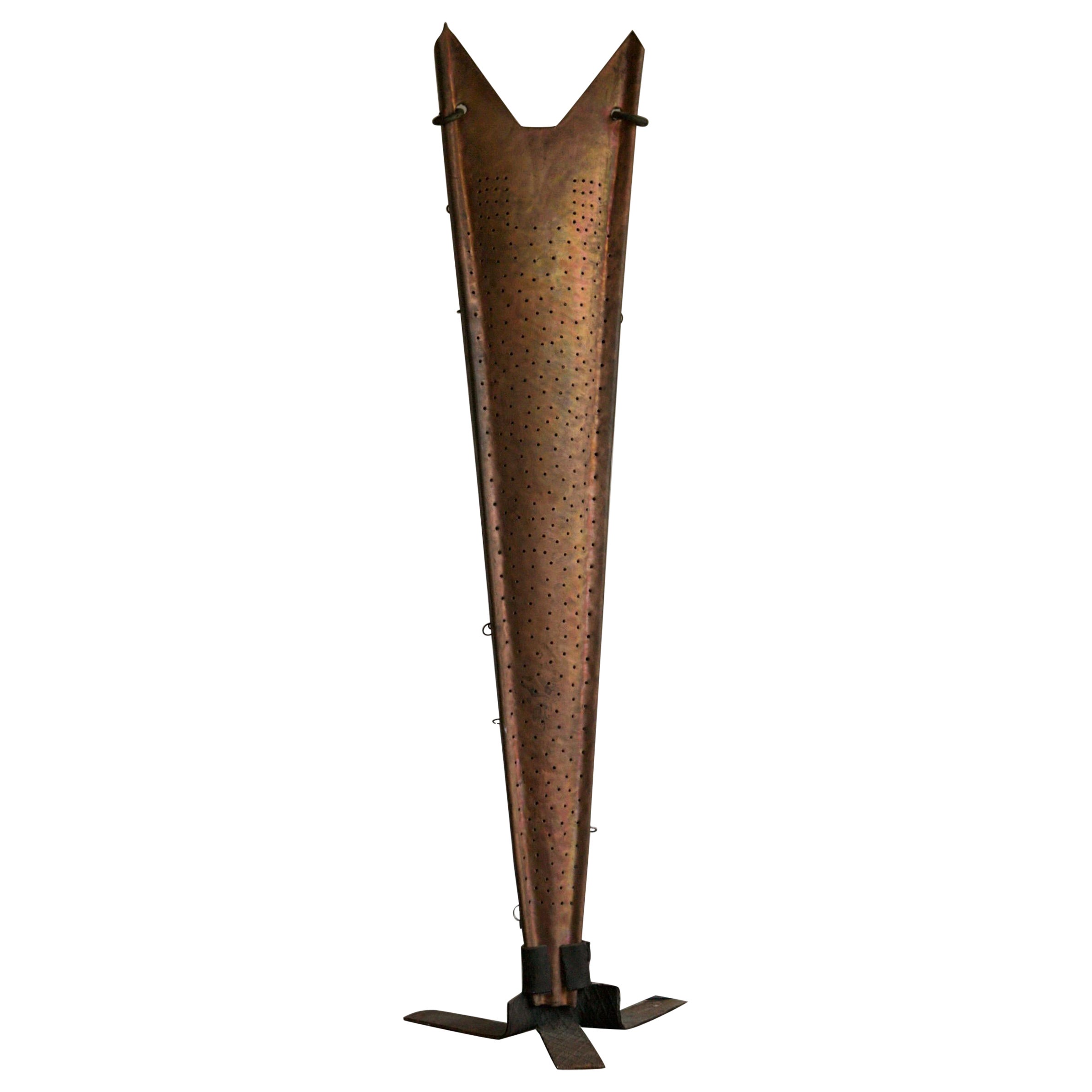 Sculptural Copper Brutalist Floor Lamp For Sale