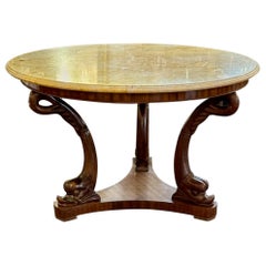 Italian Carved Walnut Center Table with Marble Top