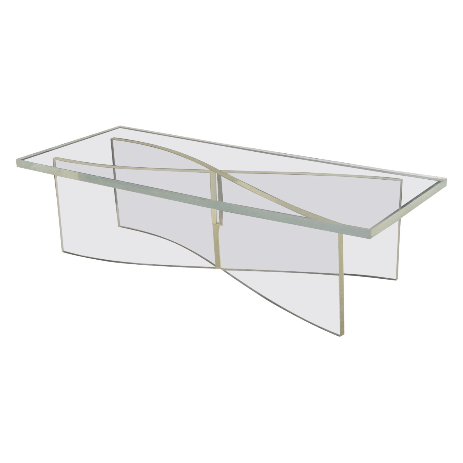 Modern X Form Lucite Coffee Table, 1970s For Sale