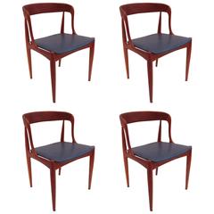 Danish Modern Set of Four Solid Teak Sculptural Chairs by Johannes Andersen