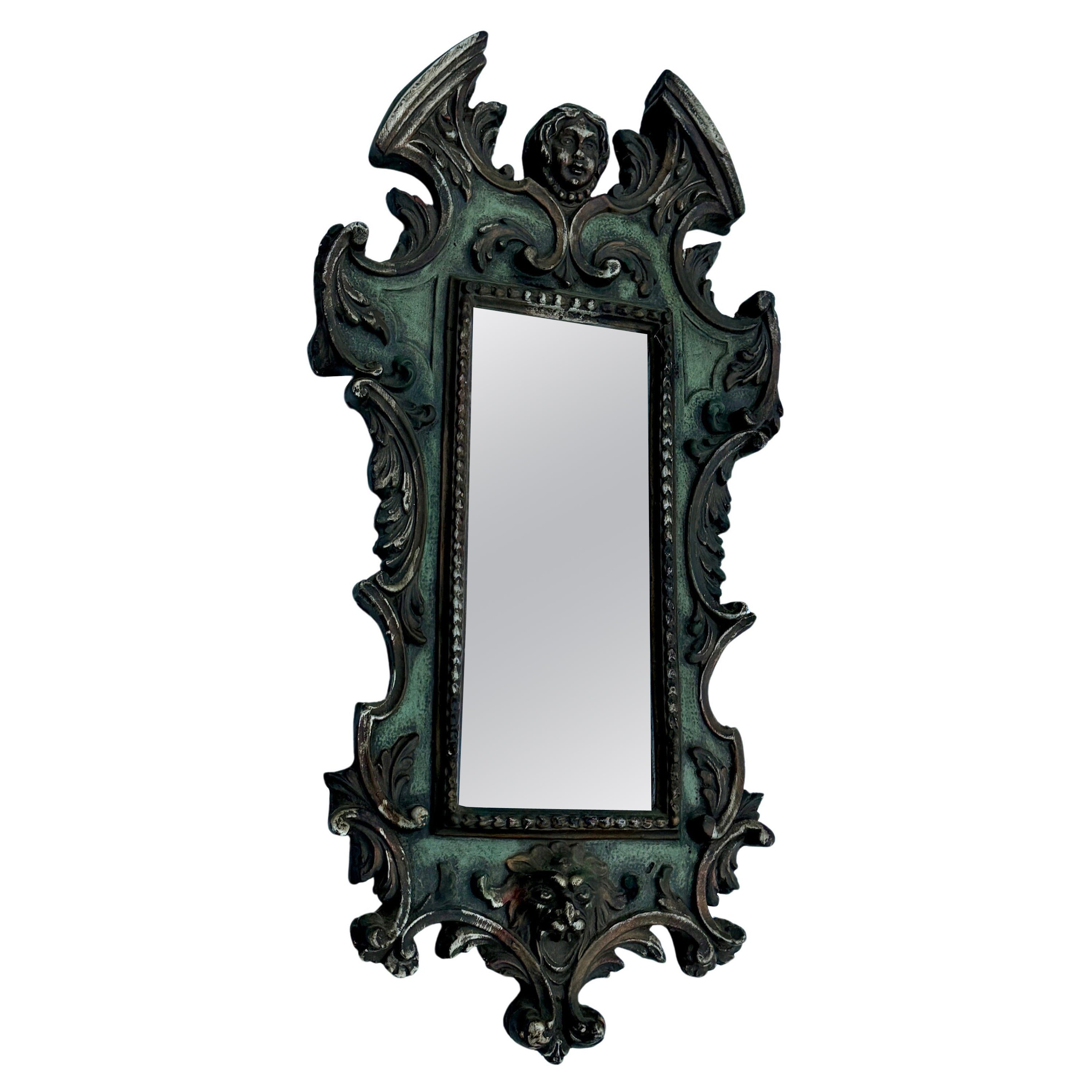 Small Italian Baroque Style Gilded Wall Mirror For Sale