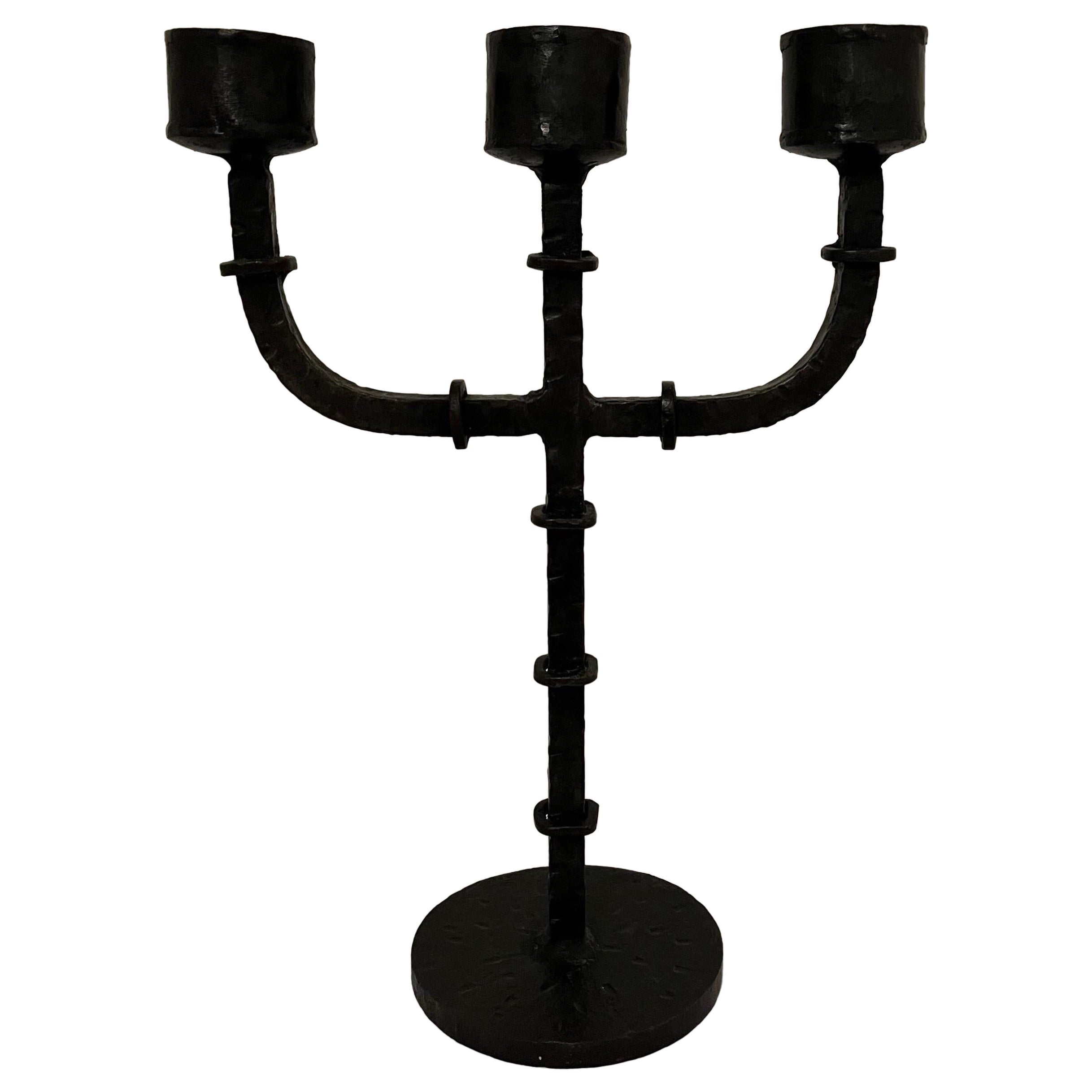 Wrought Iron Gothic Brutalist Candelabra c1950s   For Sale