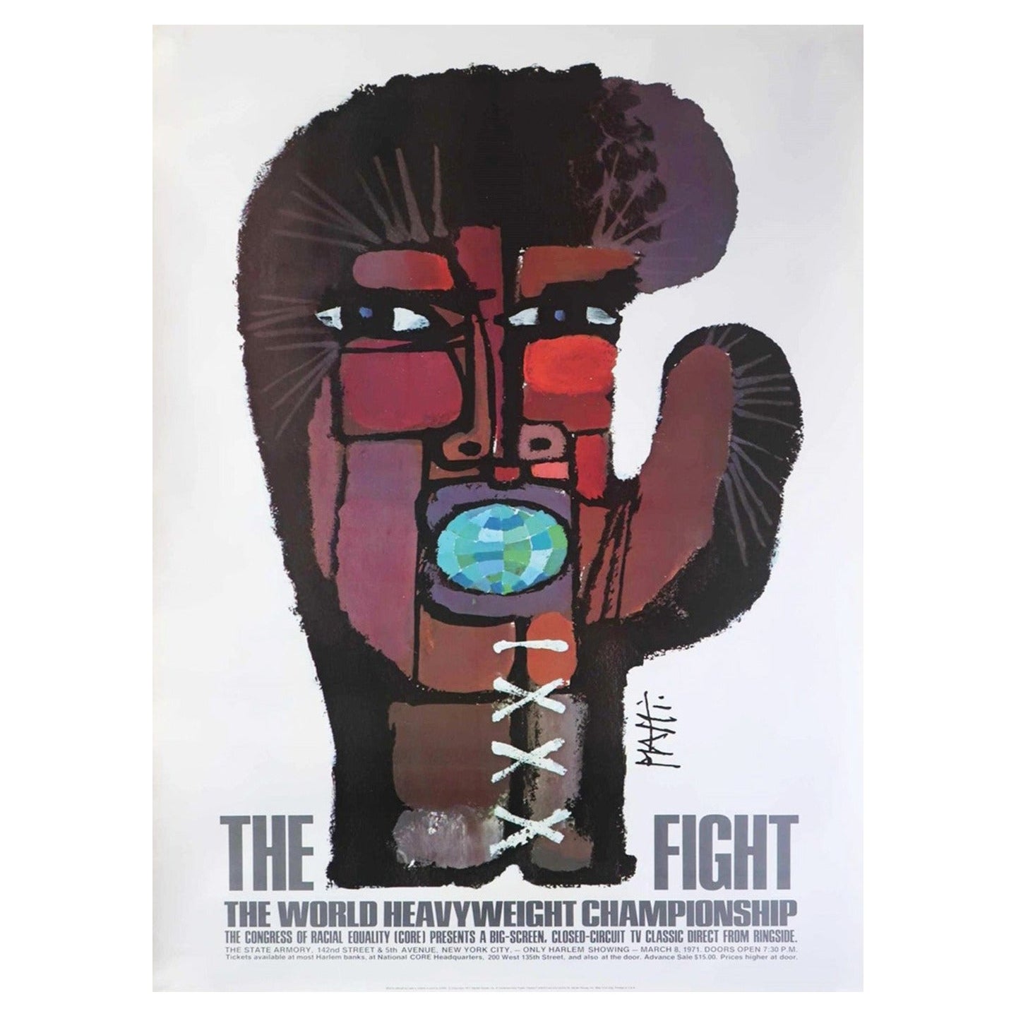 Affiche vintage originale The Fight de Muhammad Ali contre Joe Frazier, 1971 en vente