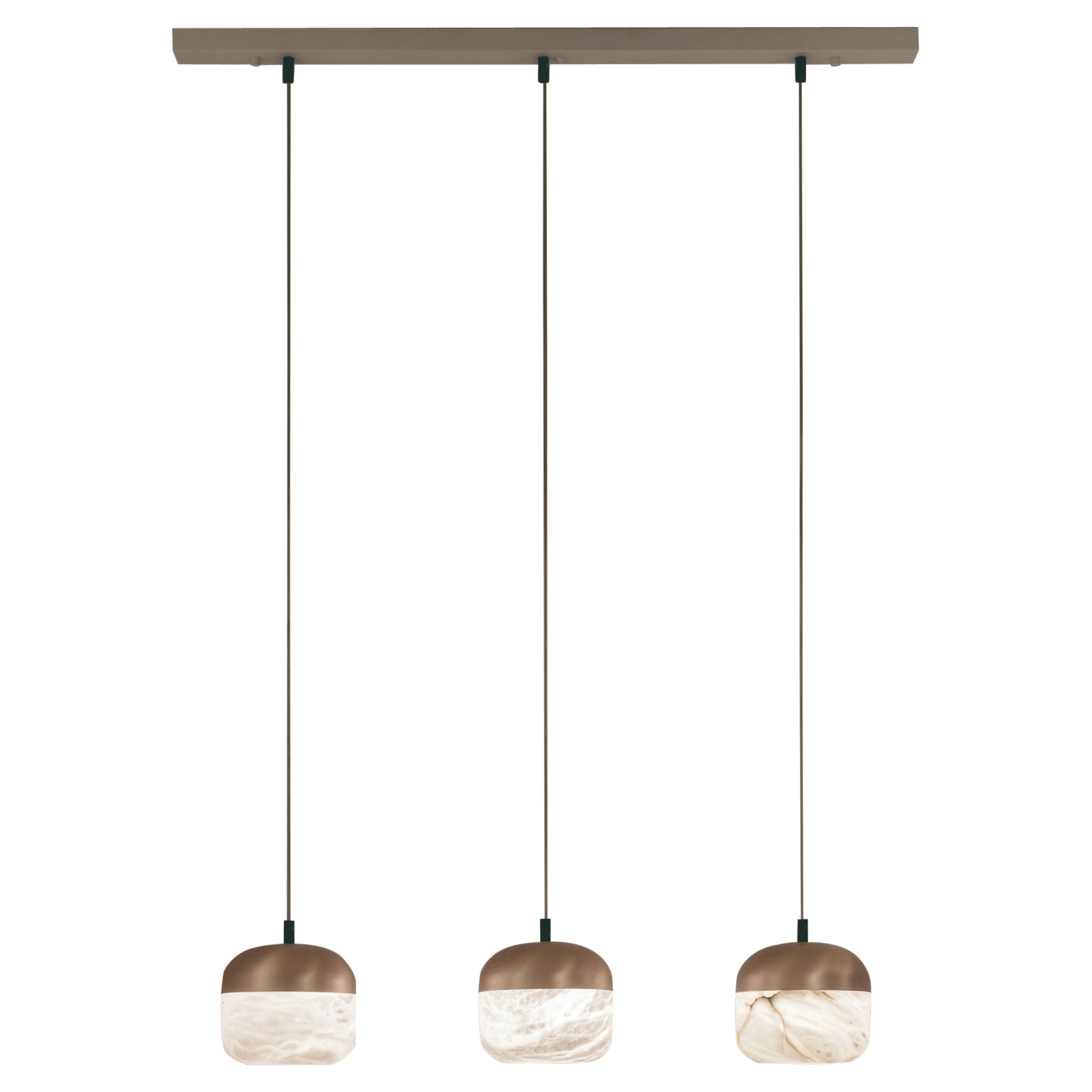 Copper 3 Pendant Lamp by United Alabaster For Sale