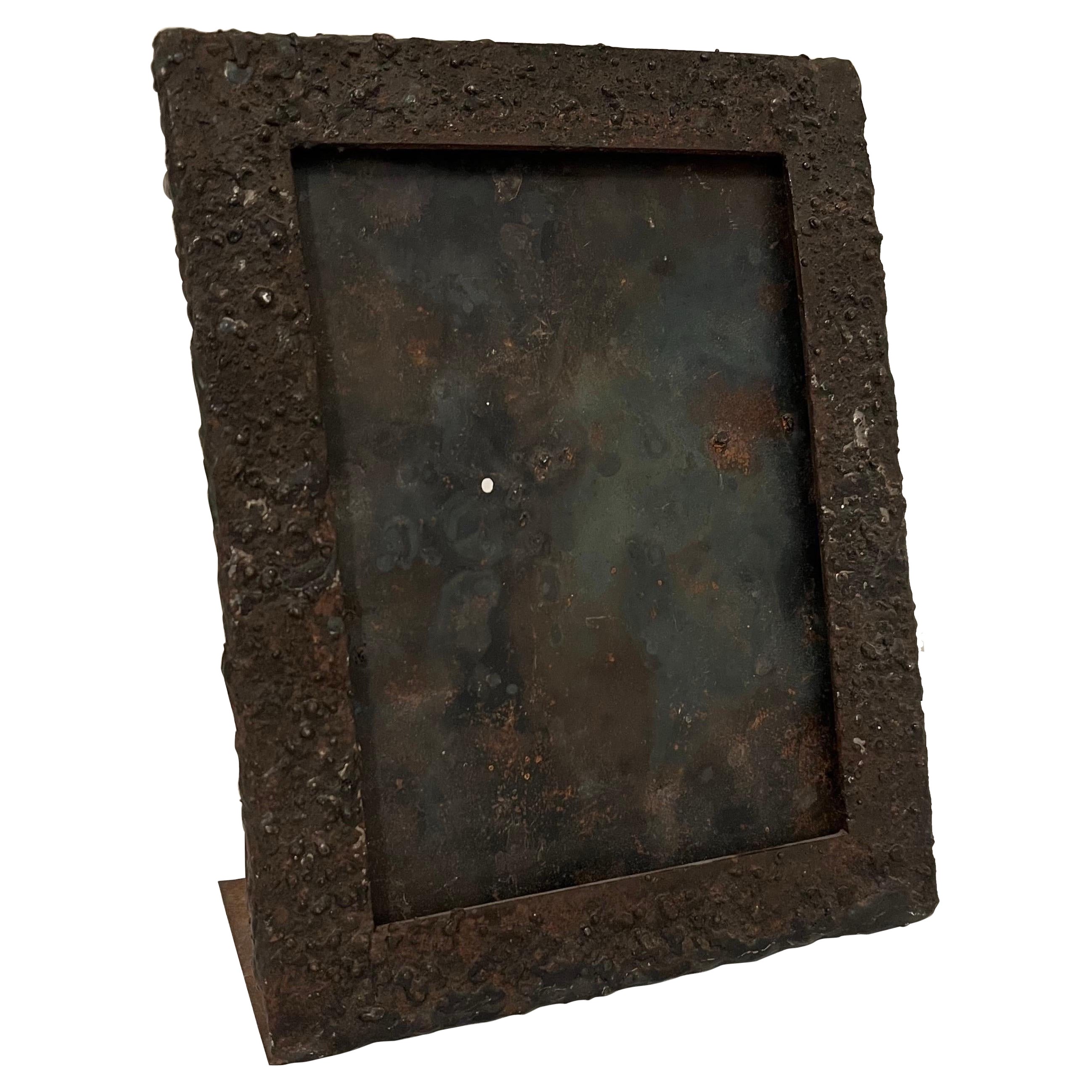 Paul Evan’s style Brutalist Iron Photo Frame - American c1970s For Sale