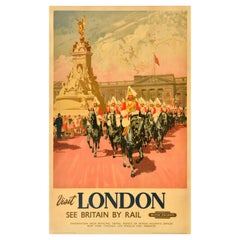 Affiche de voyage vintage originale Visit London See Britain By Rail British Railways